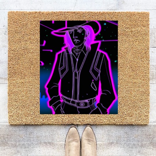 Goth Synthwave Outrun Goth Cowboy Coir Doormats