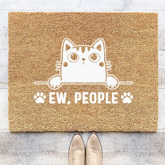 Funny ew, people cat lover graphic Kitten Lover Coir Doormats