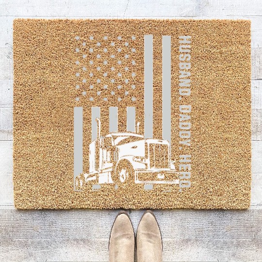 Patriotic Trucker Dad Truck Driver Coir Doormats