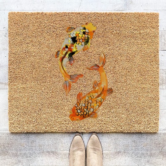 Aesthetic Japanese Koi Fish Nishikigoi Coir Doormats