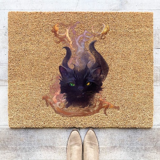 Demon Black Cat Coir Doormats