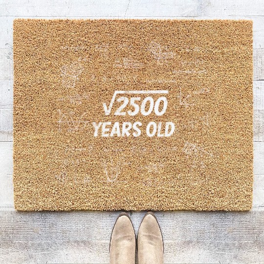 Square Root Of 2500 - 50th Birthday Math Nerd Coir Doormats