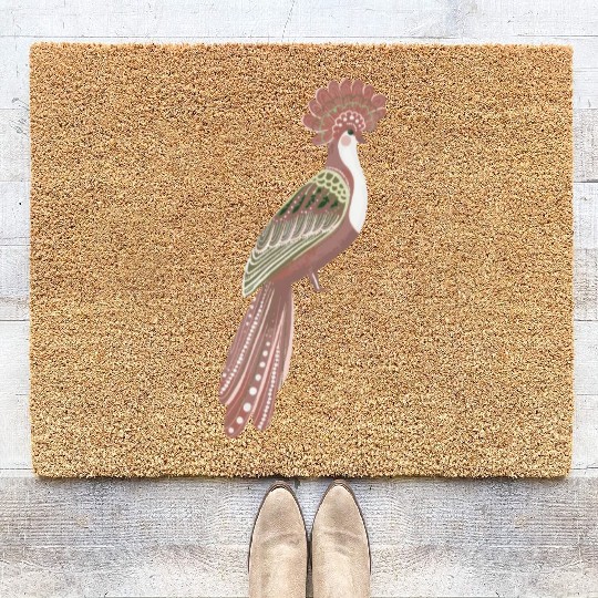Folk art fancy bird Coir Doormats