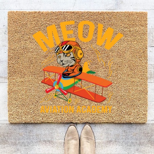 Meow Aviation Academy Co-Pilot Gift Coir Doormats