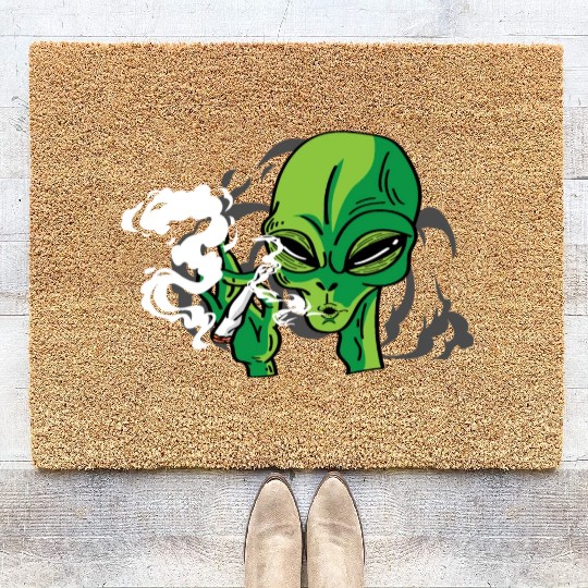 Alien Smoking Gangster Gift Coir Doormats