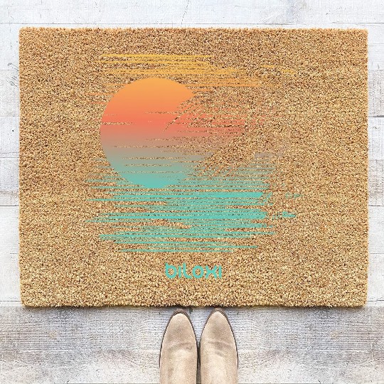 Artistic Biloxi Mississippi Palm Tree Vacation Coir Doormats