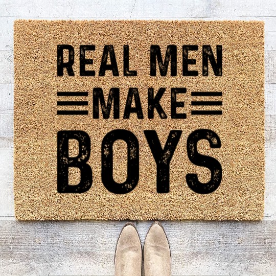 Real Men Make Boys Daddy To Be - Boy Daddy Announc Coir Doormats