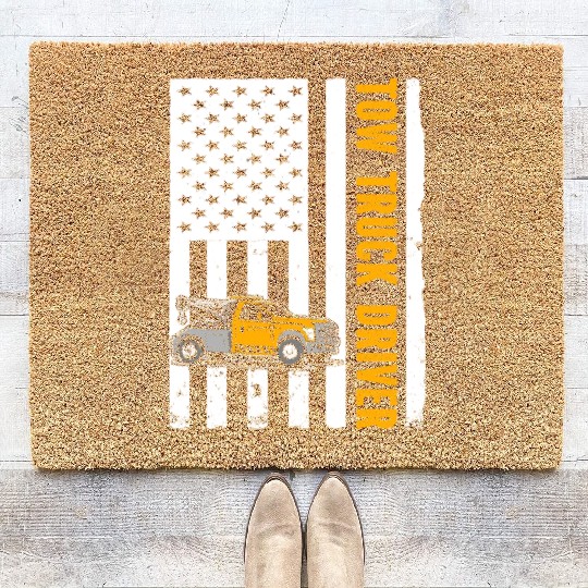 US Flag Tow Truck Driver Coir Doormats