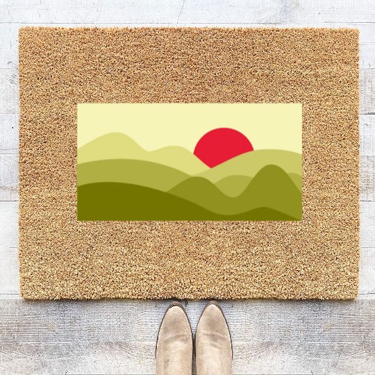 Minimalist Sun Lime Green Coir Doormats