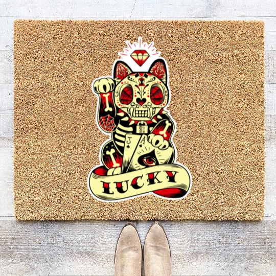 lucky cat Skull Candy Coir Doormats