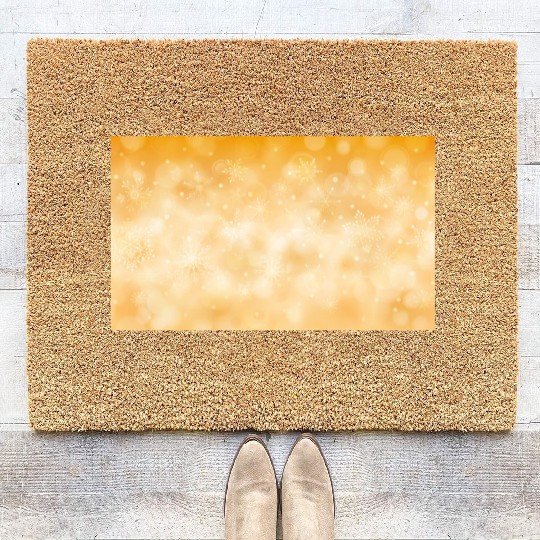Orange Christmas Snowflakes Bokeh Winter Coir Doormats