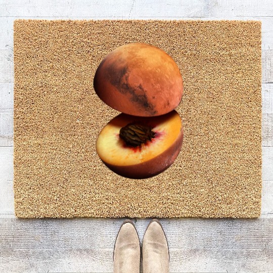 Funny Peach Mars Planet Coir Doormats