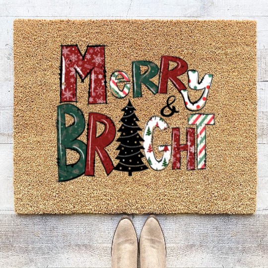 Merry And Bright Coir Doormats | Merry Christmas 2022