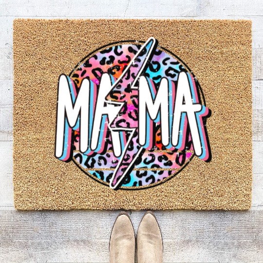 Mama Lightning Bolt Coir Doormats, Mama Coir Doormats, Leopard