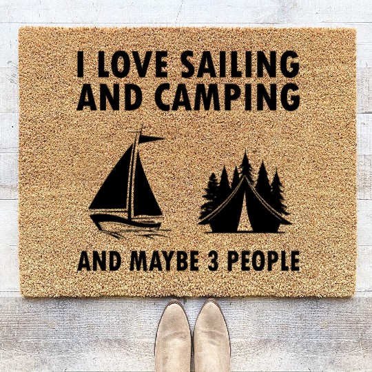 I Love Sailing And Camping Coir Doormats