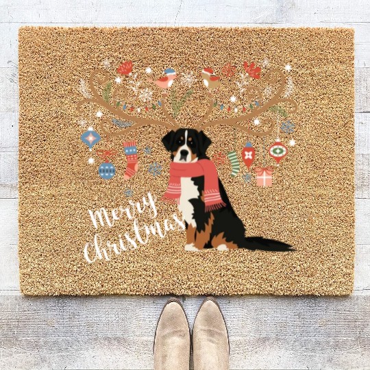 Bernese Mountain Dog Christmas Coir Doormats