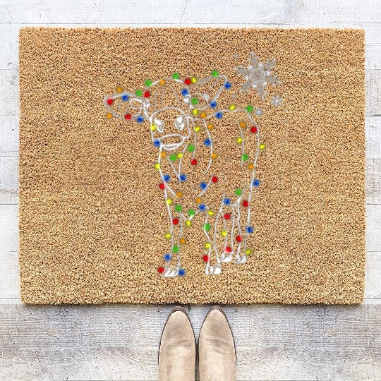 Cow Christmas Light Tree Cow Xmas Snow Lover Coir Doormats