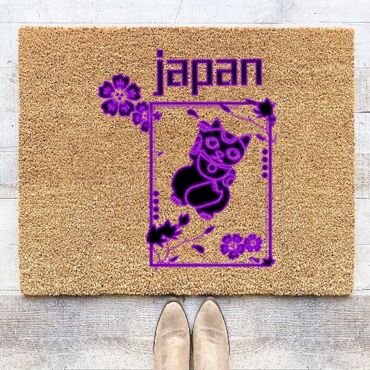 Japan Neon lucky Cat Coir Doormats