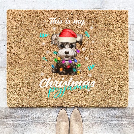 Winter Christmas Pyjama Miniature Schnauzer Coir Doormats