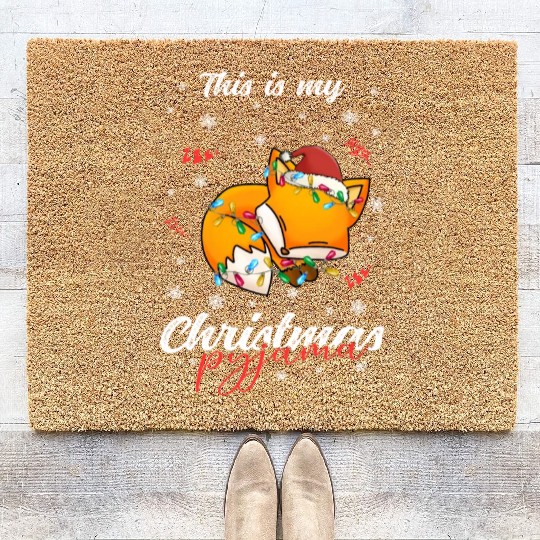 Winter Christmas Pyjama Fox Coir Doormats