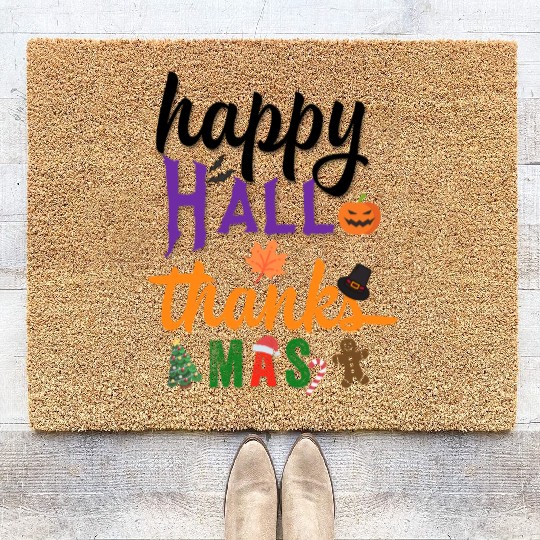 Happy Hallothanksmas Coir Doormats