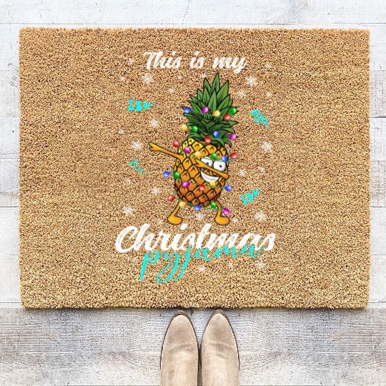 Winter Christmas Pyjama Pineapple Coir Doormats