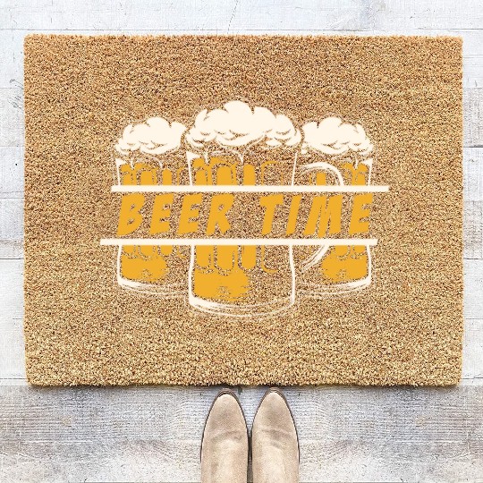 Beer Time Drinking Men Beer Lover Coir Doormats