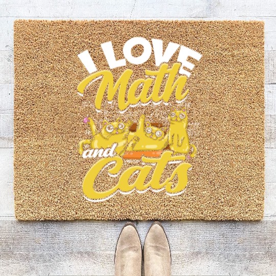 I love math and cats - mathematical Coir Doormats