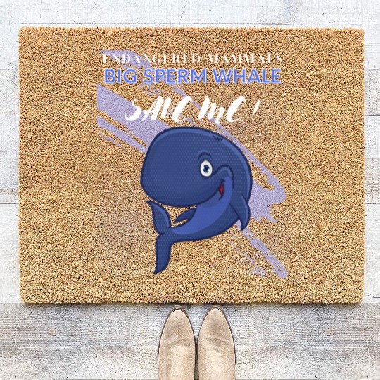 Mammals Endangered Big Sperm Whale Coir Doormats
