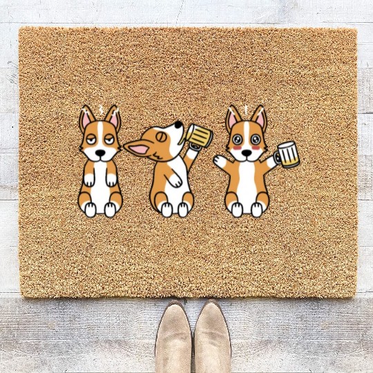 Corgi Beer Lover Coir Doormats