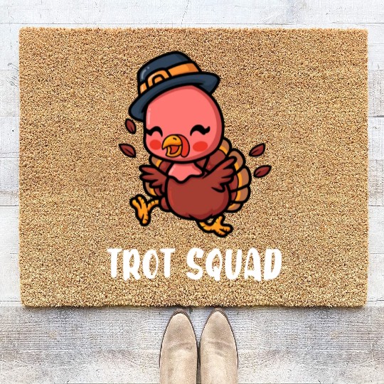 Thanksgiving Running Turkey Trot Squad Coir Doormats
