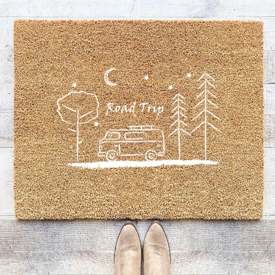 Road trip – your heart beats for camping Coir Doormats