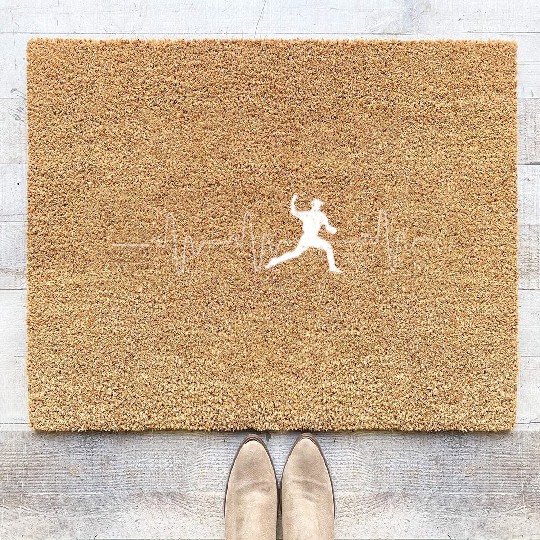Baseball Pitcher Heartbeat Baseball Pitching Close Coir Doormats