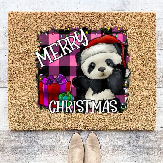 merry Christmas panda Coir Doormats