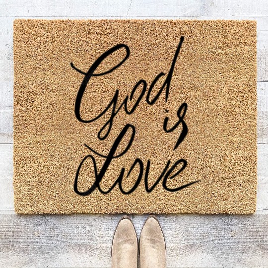 God is love art Coir Doormats