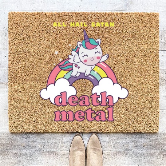 Unicorn On Cloud Death Metal Coir Doormats