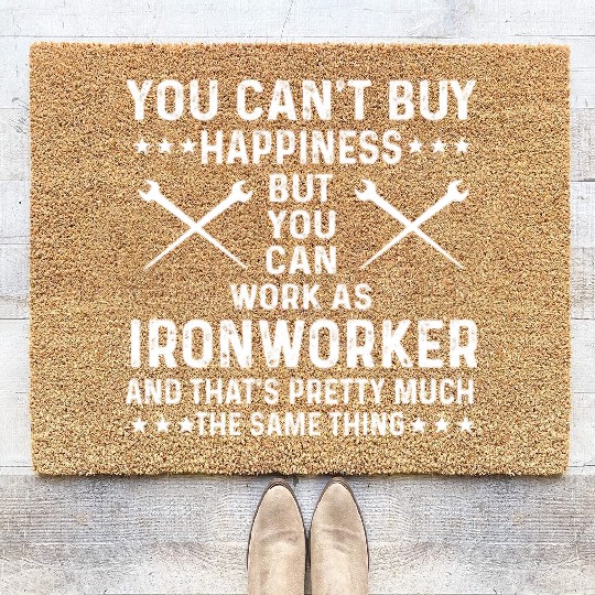 Proud Ironworker Saying Coir Doormats