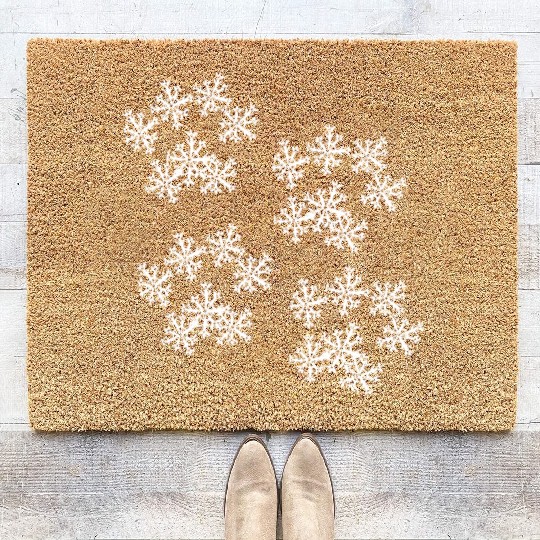 Snowflake Paw Prints Coir Doormats