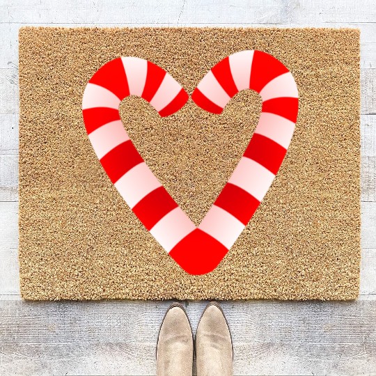 Candy Cane Hearts Coir Doormats Christmas Xmas Holidays