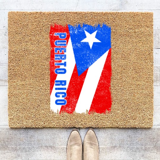 Puerto Rico flag Coir Doormats