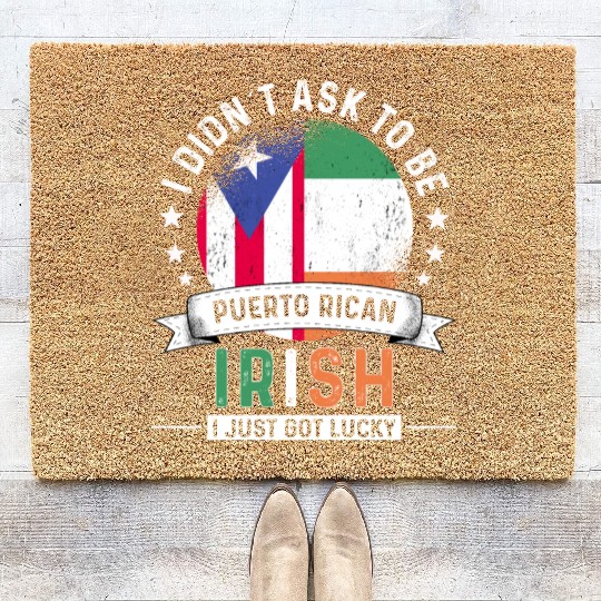 Puerto Rico Flag Ireland Grown Got Lucky Coir Doormats