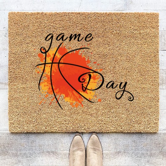 Game Day Basketball Lightning Bolt Coir Doormats