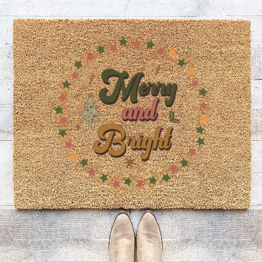 Merry And Bright Groovy Christmas Coir Doormats