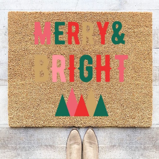 Merry and Bright retro Christmas Coir Doormats Coir Doormats