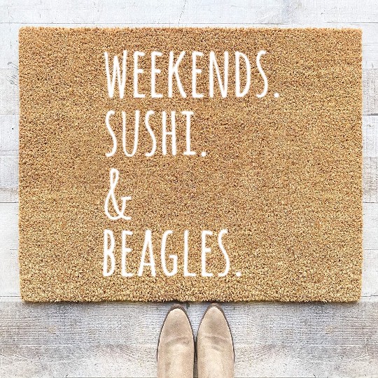 Weekends Sushi And Beagles Coir Doormats
