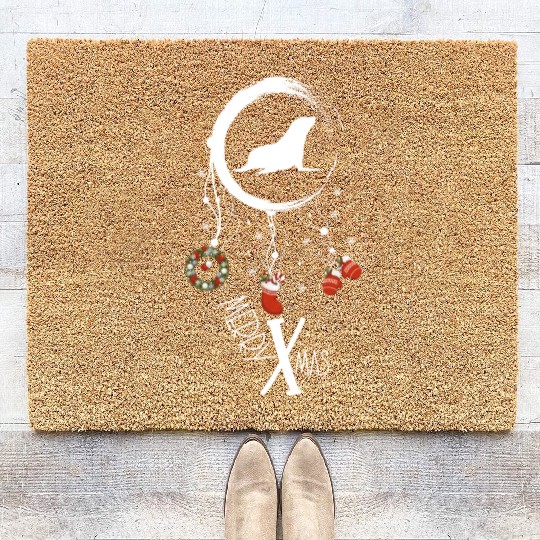 Winter dreamcatcher Christmas Seal Coir Doormats