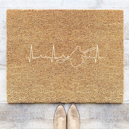 Canoe. Heart. Love. EKG. Pulse. Beat. Coir Doormats