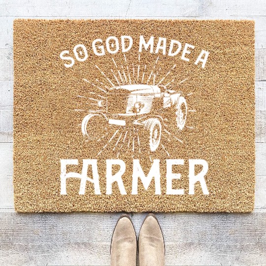 Farming Farmer Vintage Tractor So Coir Doormats