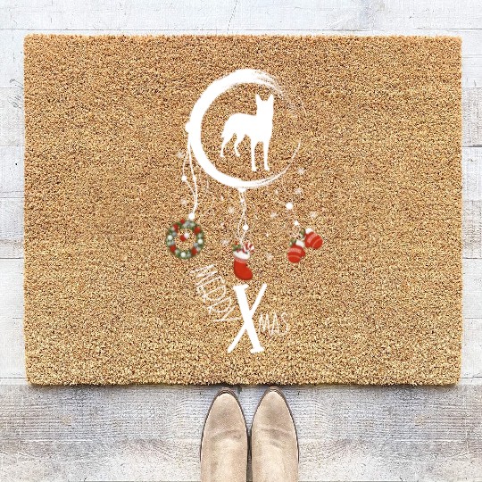 dog dreamcatcher Christmas Belgian Malinois Coir Doormats