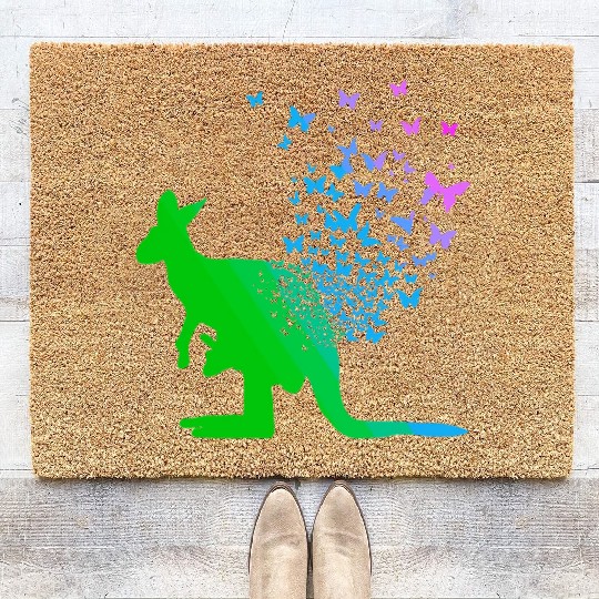 Butterfly & Kangaroo In Nature Australia Kangaroo Coir Doormats